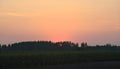 Colorful sunset over corn field, summer landscape Royalty Free Stock Photo