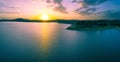 Colorful sunset over lake in New South Wales. Royalty Free Stock Photo