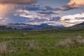 Sunset over Lamar Valley in Yellowstone National Park Royalty Free Stock Photo