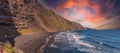 Colorful sunset over the Nogales beach in the east of the island of La Palma, Canary Islands, Spain Royalty Free Stock Photo