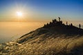 Colorful sunset over a sea of clouds, Mission Peak, south San Francisco bay area, California Royalty Free Stock Photo