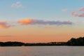 Colorful sunset over the Sint Pietersberg St Pieters mountain and a silhouette of the former cement factory and skyline near Maa Royalty Free Stock Photo