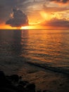 Colorful sunset over Somosomo Strait on Taveuni Island, Fiji Royalty Free Stock Photo