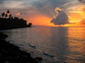 Colorful sunset over Somosomo Strait on Taveuni Island, Fiji Royalty Free Stock Photo