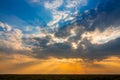 Colorful Sunset over the Steppe