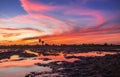 Colorful sunset over the twilight cloud and sky background, colo Royalty Free Stock Photo