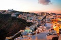 Colorful sunset over the village of Oia on the island of Santorini, Greece Royalty Free Stock Photo
