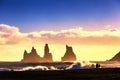 Colorful sunset, Reynisdrangar, Vik, Iceland Royalty Free Stock Photo