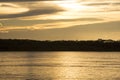 Colorful sunset on the river Amazon in the rainforest, Brazil Royalty Free Stock Photo