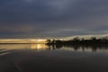 Colorful sunset on the river Amazon in the rainforest, Brazil Royalty Free Stock Photo