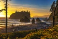 Colorful sunset at Ruby Beach in Olympic National Park, Washington state Royalty Free Stock Photo