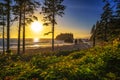 Colorful sunset at Ruby Beach in Olympic National Park, Washington state Royalty Free Stock Photo