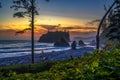 Colorful sunset at Ruby Beach in Olympic National Park, Washington state Royalty Free Stock Photo