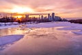 Colorful Sunset Sky Over Downtown Calgary Royalty Free Stock Photo