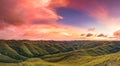 Colorful sunset sky over mountain panorama