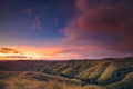 Colorful sunset sky over mountain panorama