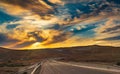 Colorful sunset sky over the road Royalty Free Stock Photo