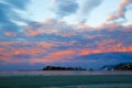 Colorful sunset sky with overcast clouds at Wharariki Beach, Nelson Royalty Free Stock Photo
