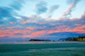 Colorful sunset sky with overcast clouds at Wharariki Beach, Nelson Royalty Free Stock Photo