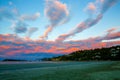 Colorful sunset sky with overcast clouds at Wharariki Beach, Nelson Royalty Free Stock Photo