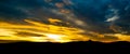 Sunset sky panorama with silhouette of Jested Mountain Ridge, Liberec, Czech Republic, Europe Royalty Free Stock Photo