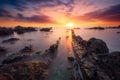 Sunset at Souris Chaude beach in Trois Bassins, Reunion Island