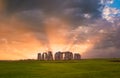 Colorful sunset at Stonehenge in England Royalty Free Stock Photo