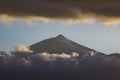 Sunset on tenerife island with view on teide volcano