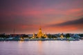 A colorful of sunset time reflection of gold pagoda Royalty Free Stock Photo
