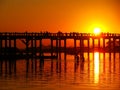 Colorful sunset at U Bein Bridge, Amarapura, Myanmar