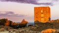 Colorful sunset view of the Radar tower, cold war relic left standing on top of Mount Umunhum, Santa Cruz mountains, South San Royalty Free Stock Photo