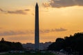 Colorful sunset view of the Washington Monument along the National Mall in District of Columbia USA Royalty Free Stock Photo