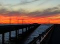 Colorful Sunset On The Way To Key West At Seven Mile Bridge Royalty Free Stock Photo