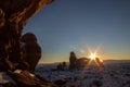 Colorful sunset in Winter at Arches National Park Royalty Free Stock Photo