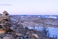 Colorful sunset on winter crack ice lake Baikal . Stunning sunset above the frozen surface of the lake Baikal Royalty Free Stock Photo