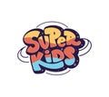 Colorful Super kids logo. Hand drawn lettering composition Royalty Free Stock Photo