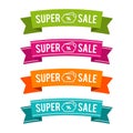 Colorful Super Sale ribbons. Eps10 Vector.