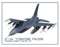 Colorful supersonic F-16 Fighting Falcon fighter jet. Modern combat aviation