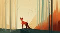 Colorful Suprematism Illustration Of A Red Fox In The Forest