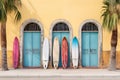 Colorful Surfboard Wall. Beach Ocean Summer Vacation Travel Lifestyle Photography