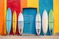 Colorful Surfboard Wall. Beach Ocean Summer Vacation Travel Lifestyle Photography