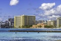 Colorful Surfers Hotels Waikiki Beach Honolulu Hawaii Royalty Free Stock Photo