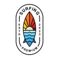 Colorful Surfing Logo Summer Ocean Vintage Emblem Vector Design badge illustration Symbol Icon Royalty Free Stock Photo