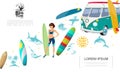 Colorful Surfing Sport Concept