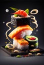 A Colorful Sushi Dish with Fresh Seafood and Vibrant Flavors. Generative