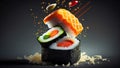 A Colorful Sushi Dish with Fresh Seafood and Vibrant Flavors. Generative