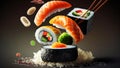 A Colorful Sushi Dish with Fresh Seafood and Vibrant Flavors. Generative