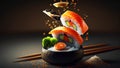 A Colorful Sushi Dish with Fresh Seafood and Vibrant Flavors. Generative