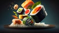 A Colorful Sushi Dish with Fresh Seafood and Vibrant Flavors. Generative