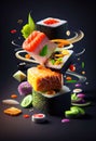 A Colorful Sushi Dish with Fresh Seafood and Vibrant Flavors. Generative